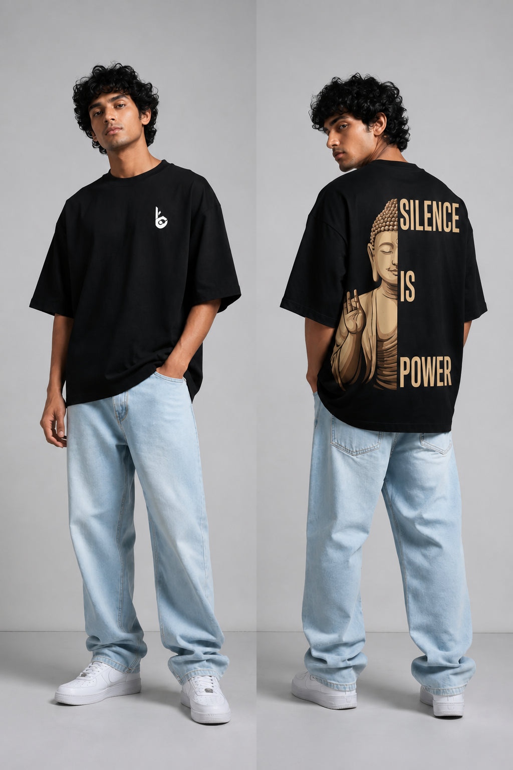 Silence is Power Black Oversized T-shirts