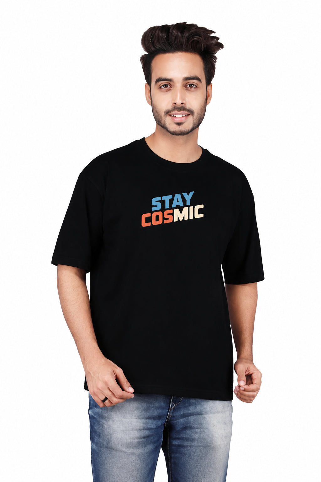 Stay Cosmic Black Oversized T-shirts