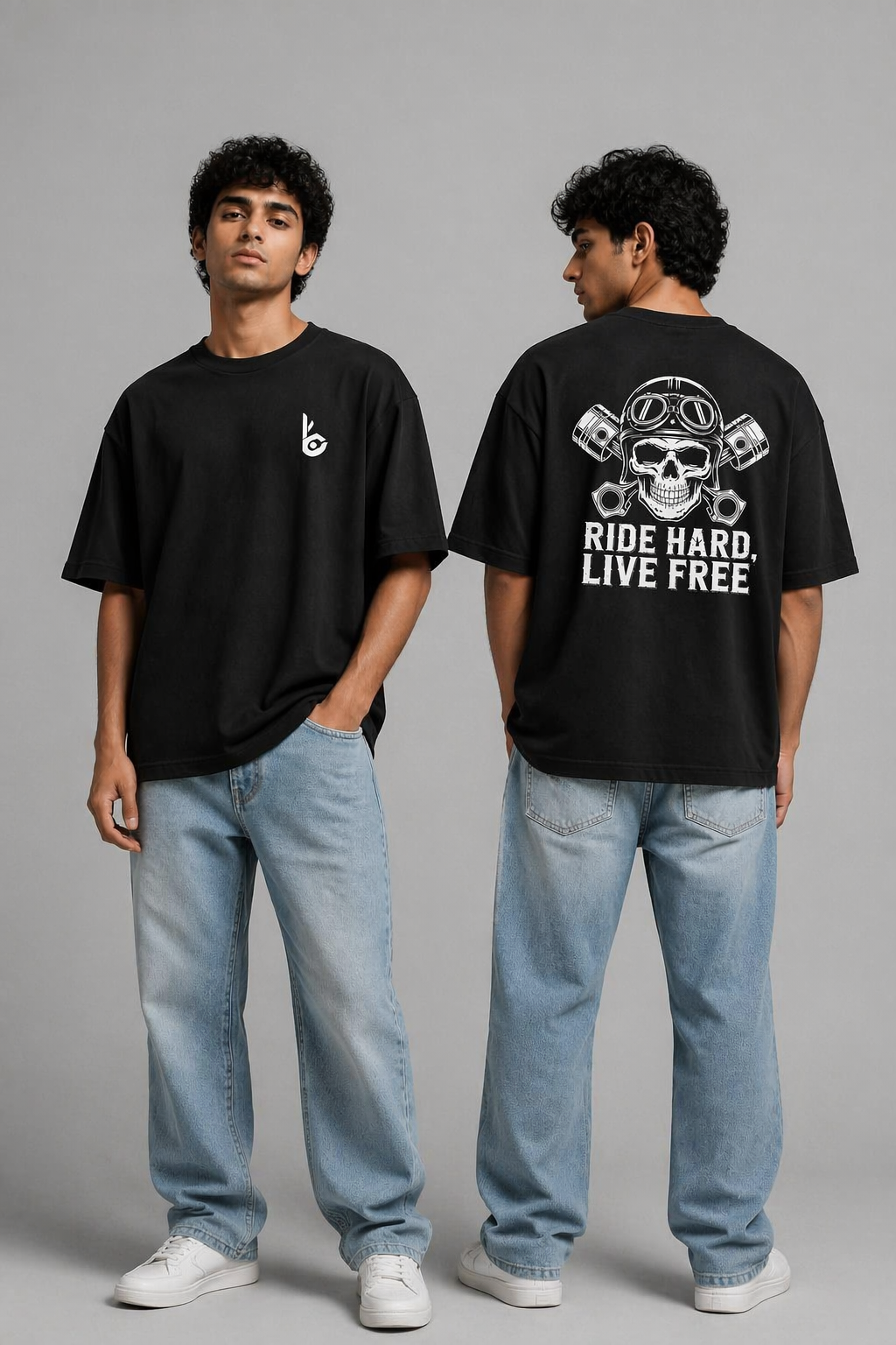 Ride Hard Black Oversized T-shirts
