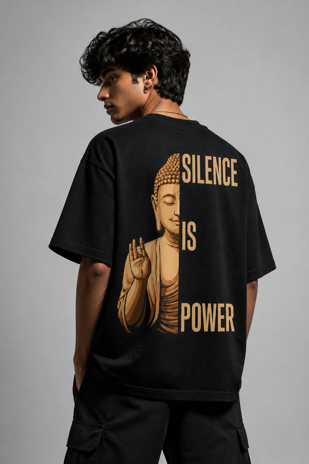 Silence is Power Black Oversized T-shirts