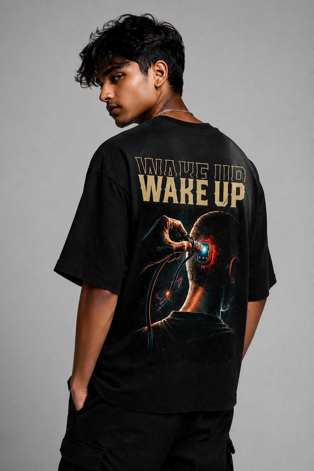 Wake Up Black Oversized T-shirts